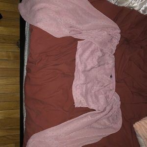 Swiss Dot Ruched Bust Crop Blouse